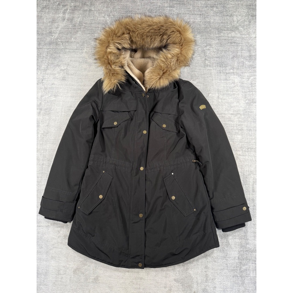 Koolaburra by UGG Parka Jacket Womens Small Black Faux Fur Hood Sherpa Lined
